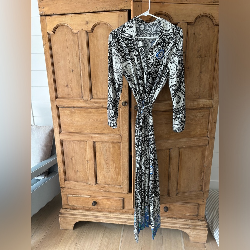 Replay Bohemian Paisley Maxi Button Down Shirt Dress